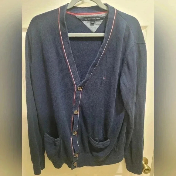 Vintage Tommy Hilfiger Cardigan Mens Size Large 90s retro vintage cardigan over - Picture 2 of 7
